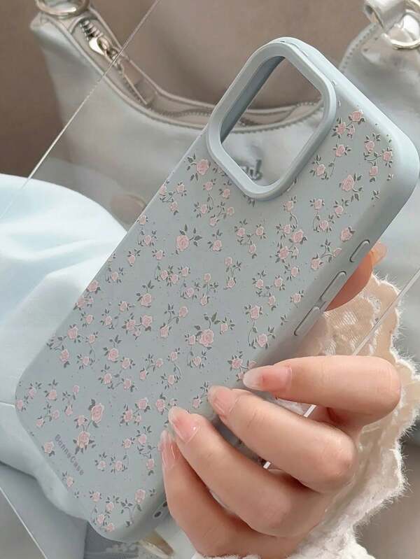 Flower 1pc Pink Mini Rose Floral Phone Case, Fit For IPhone 16/15/14/13/12/11, Fresh & Romantic Girly Aesthetic INS Style