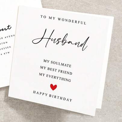 Husband Birthday Card- Soulmate Greeting Card For Him Including Envelope