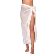 1pc Chiffon Long Sarong Robe, Beach Wrap Shawl, Bikini Cover Up, Casual Solid Color Beach Scarf