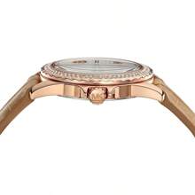 Michael Kors Reloj de mujer de cuarzo casual Mini Everest, esfera blanca de tres manecillas y correa marrón, modelo MK4719, adecuado para uso diario, regalo para ella