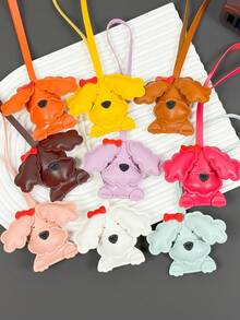 可爱泰迪狗钥匙扣吊坠独特个性化 PU 皮革包饰配件多功能礼物背包装饰