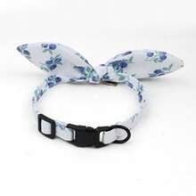 1 chiếc vòng cổ cho mèo hình nơ in hình quả việt quất, vòng cổ điều chỉnh được kèm chuông, phù hợp cho chó và mèo nhỏ. - Màu xanh lam - Xem 7