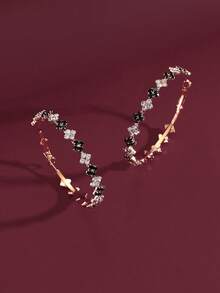 1 对女士经典圆形水晶耳环，时尚休闲耳环，适合日常、节日、派对活动 - 彩色 - 查看 6