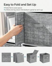 SONGMICS Cubos de Almacenamiento de Tela no Tejida de 30 cm con Asas Dobles, Juego de 6, Organizadores de Armario, Gris ROB030G01V1 - Gris - Ver 5