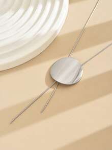 1 chiếc vòng cổ kim loại bạc hình tròn trơn có thể điều chỉnh/dây chuyền eo/dây chuyền lưng, đeo đa năng - Bạc - Xem 8