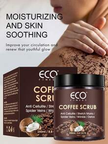 ECO FINEST 250毫升/8.8盎司咖啡磨砂膏，身体去角质保湿磨砂膏，适用于身体、面部、手部和足部 - 对抗妊娠纹、橘皮组织、细纹和皱纹，排毒 - 男女皆宜的贴心礼物 - 咖啡棕 - 查看 8