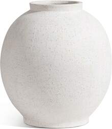 Ceramic Rustic Vase, 10.8 Inch Farmhouse Minimalist Tall Flower Vase For Table, Living Room, Home Decor, Bathroom, Holiday, Wedding, Set Of 1, Sandstone White - Teal Blue - View 6