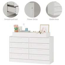 CuisinSmart Changing Table Dresser, Baby Nursery Dresser With 8 Drawers, Multi-Functional Baby Changing Table, Diaper Changing Station For Children's Room - trắng - Xem 4