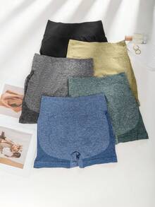 5-Pack Women'S High Waist Yoga Shorts - Breathable, Elastic, Tummy Control, Butt Lifting, Nylon And Spandex Blend, Hand Washable - Multiple Colors Shorts For Women-Gym Shorts - Nhiều màu - Xem 9