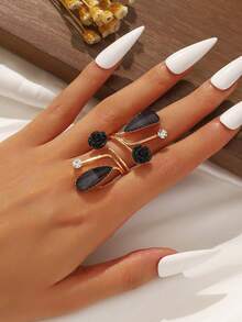1 pieza Anillo de flor en espiral elegante y minimalista de moda - Dorado - Ver 2