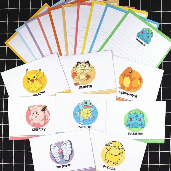 pokemon Pokémon/Invitation Cards, Pokémon Pattern Envelopes, Invitation Cards, Invitations To Birthday Parties, Party Events, Etc., Containing Envelopes, Stationery, Suitable As Party Party Supplies, Anime Patterns, Novelty Ideas, Suitable For All Ages