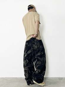 1 Stück Herren Retro Amerikanischer High Street Zebra Gestreift Verwaschen Weites Bein Jeans, Bequeme Lässige Weite Denimhose, Grunge