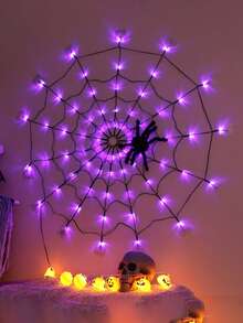 1 件蜘蛛网万圣节装饰 - 适用于室内家居、鬼屋 LED 氛围灯的恐怖蜘蛛网灯（电池/USB） - 彩色 - 查看 10
