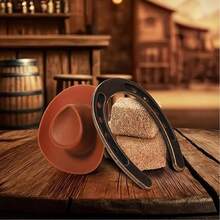 20 piezas Decoraciones para fiesta con temática del oeste, centros de mesa de vaquero, herradura de la suerte, sombreros de vaquero en miniatura, montón de heno simulado, rueda de vagón de madera, decoración para manualidades, suministros para fiesta de vaquero, cumpleaños, boda