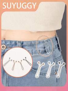 4 piezas de clips metálicos invisibles para ajustar la cintura - Accesorio ajustable y de moda para jeans y ropa, fácil de usar, cómodo y versátil - Multicolor - Ver 14