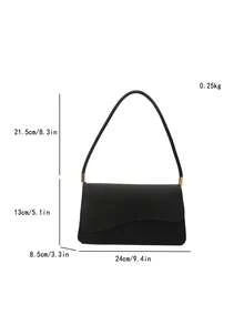Fashionable Solid Color Asymmetrical Flip-Top Vintage Simple Elegant Shoulder Bag - Black - View 8