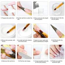 23 In 1 Acrylic Nail Kit For Beginners 12 Color Glitter Acrylic Powder White Clear Pink Acrylic Powder Nails Extension Professional Nails Kit Acrylic Set Manicure Tools Acrylic Supplies Gift For Women - Apricot - View 4