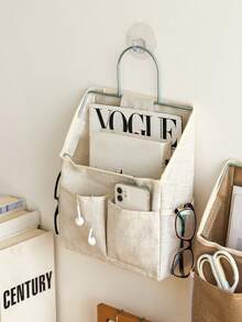 亚麻吊篮带金属框架和挂钩，大容量收纳零食、玩具、杂物、衣物，居家、宿舍、返校必备 - 彩色 - 查看 4