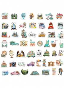 50pcs Outdoor Travel Theme Stickers, Ins Style Fresh, PVC Waterproof Material Gift Box Decoration, Label Stickers, Envelope Seals, Graffiti Stickers, Decorate Guitar, Notebook, Suitcase, DIY Handicraft, Planner Decoration, Back To School Kids Labels School, Travel Scrapbook Stickers, Stickers For Scrapbook, School Stickers, Sticker Travel,Stickers,Travel,Scrapbook Supplies