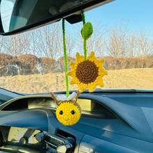 onEternal Đồ trang trí treo tường hình ong và hoa hướng dương móc thủ công, trang trí nội thất xe hơi, đồ trang trí gương, quà tặng - Nhiều màu - Xem 2