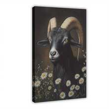 1 Pc Canvas Painting, Gothic Black Philip Goat Poster, Retro-Style Animal Mural, Victorian Mural, Botanical Emotional Art, Dark Academy Art Poster Printing , Wooden Framed Art,High Quality ,Anxiety Calming Abstract Art - Rental Friendly Canvas Set For Bedroom - Therapy Decor To Heal Your Space,Thickness 2. 25cm/1inch Wall Art Prints Poster Direct Hanging Decor For Home Gifts,Rental Friendly Items,Living Room, Bathroom, Bedroom, Kitchen,Bar,Office,Small Space Solution,Therapy Decor - 黑色 - 查看 1