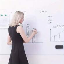 1 块现代磁性白板带移动涂鸦墙 - 自粘软磁铁，可擦拭表面，适用于教学、培训、办公室和家庭使用 - 耐用塑料结构、学校用品、返校 - 彩色 - 查看 2