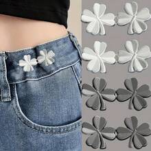 1/2 对金属无缝带扣腰带，可拆卸幸运结扣适合牛仔裤和裙子，可调节时尚配饰 - 黑色、金色、银灰色、古铜色 - 彩色 - 查看 30