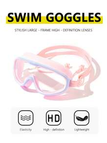Swim Goggles For Kids 3-15 With Earplugs Large Frame Anti-Fog/UV Swimming Goggles For Boys Girls