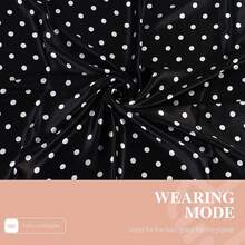 35 Inches Silk Head Scarf-Satin Hair Scarves Silk Bandana Scarf Headscarf For Women's Fashion Scarveshalloween - 波爾卡圓點 - 黑色 - 查看 3