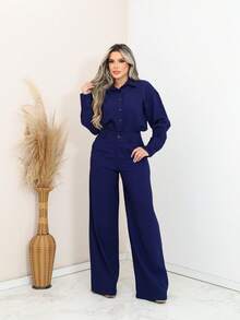 SHIRT AND PANTS SET - 寶藍色 - 查看 1
