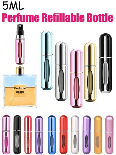 1-10 件，香水可填充瓶，可填充香水雾化器瓶，香水旅行喷雾瓶分配器，迷你便携式空液体容器，旅行必需品，海滩旅行收纳袋，暑假返校