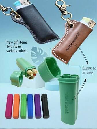 Lighter Case,New Gift Item, Cigarette Case With Lighter Built-In,Lighter Case,Lighter Box, Dual-Size Custom Lighter Box, Made Of PU/Plastic Dual Materials, Available In Multiple Colors, Laser Engraved Exclusive Text, Giving It A Unique Commemorative Attribute,