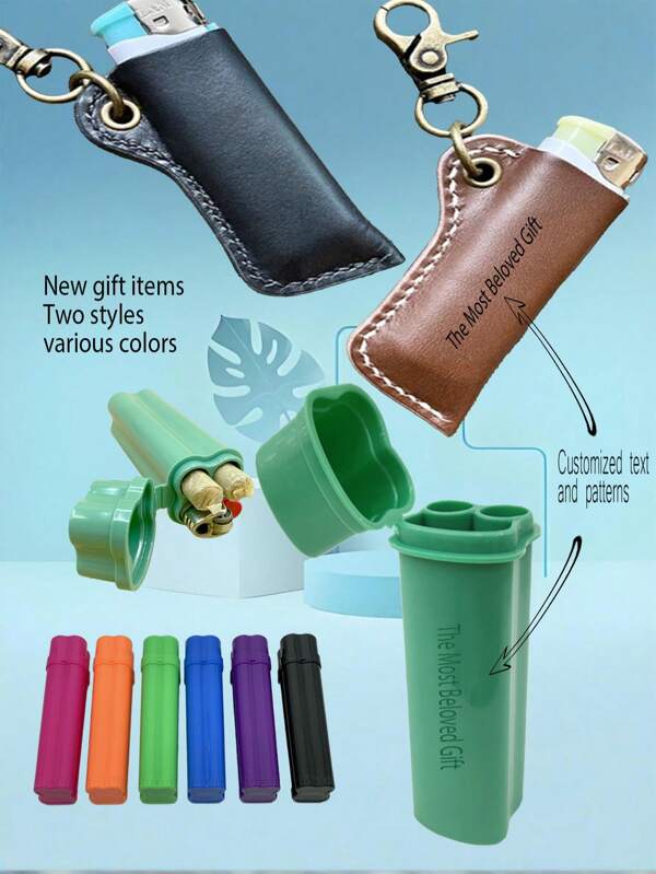 Lighter Case,New Gift Item, Cigarette Case With Lighter Built-In,Lighter Case,Lighter Box, Dual-Size Custom Lighter Box, Made Of PU/Plastic Dual Materials, Available In Multiple Colors, Laser Engraved Exclusive Text, Giving It A Unique Commemorative Attribute,
