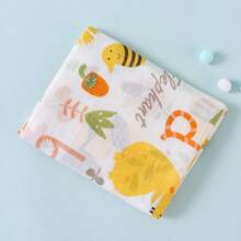 43.3英寸*43.3英寸平纹细布襁褓毯，双层卡通婴儿毯，适合新生儿 - 彩色 - 查看 3