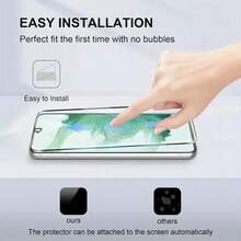 3 piezas de película protectora para teléfono móvil, vidrio templado de 9H y 2,5D, compatible con Samsung Galaxy S25, S24 Plus Ultra S21, S22, S23+ Plus, e incluye una película protectora transparente, película de vidrio, desbloqueo de huella digital ultrasónico - Blanco - Ver 3