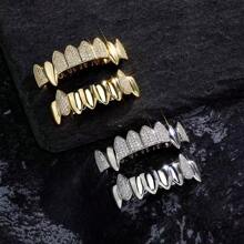 2pcs/Set Halloween Fashionable Vampire Fang Zirconia Tooth Decor, Suitable For Daily Wear By Men And Women