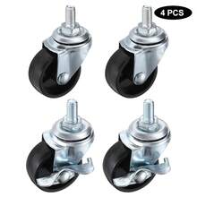 Four 1.5-Inch Caster Wheels With M8 Threaded Swivel, Designed For Replacing The Wheels On Furniture Wire Racks (2 With Brakes, 2 Without)