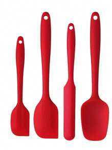 4 pièces Set de cuisson en silicone, comprenant une spatule à gâteau en silicone, un grattoir en forme de T, un ustensile grattoir résistant à la chaleur, un mélangeur à salade, un grattoir en silicone, un kit d'outils de cuisson, convenant pour la cuisson, le mélange, le beurre et le mélange de confiture, lavable au lave-vaisselle