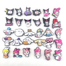 Sanrio 36 Pieces/Kuromi, Hello Kitty, Yugui Dog, Men's And Women's Shoe Accessories, Suitable; Summer, Clogs, Sandals, EVA Beach Hole Bag