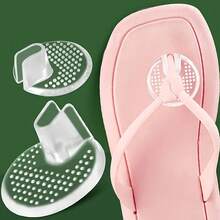 2pcs Soft Silicone Gel Pad, Self-Adhesive Waterproof Shock Absorption Plaid Insoles, Suitable For Flip Flops, Flops And Sandals - Transparent - View 4