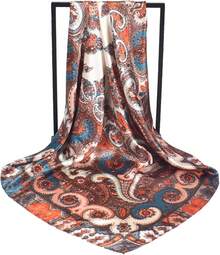 35 Inches Silk Head Scarf-Satin Hair Scarves Silk Bandana Scarf Headscarf For Women's Fashion Scarveshalloween - 佛白腰果 - 查看 7