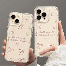 Pink Bows Faith Quote Divine Timing Element Design-Clear Phone Case With Air Cushion Corners For IPhone 15 Pro /IPhone [16/15/14/13/12/11 Pro Max]|Shockproof |Ultra Thin |Anti-Scratch-Cute Gift For Girls, BFF - 無色 - 查看 2