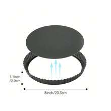 Removable Bottom Fluted Tart/Quiche/Pie/Pizza/Cake Pan, Heavy Duty Baking Mold - Black - View 2