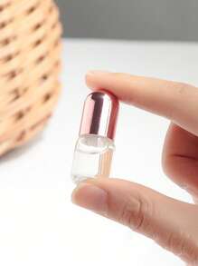 Frasco de vidro com esferas em ouro rosa, recarregável, usado para frascos de vidro transparentes de óleo essencial e perfume, utensílios de maquiagem portáteis, design elegante, frasco com tampa de rosca, design compacto, design à prova de vazamentos, muito adequado para cuidados com a pele e produtos de beleza, presentes para amantes da beleza, frascos de perfume para viagem
