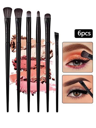 6pcs Portable Multi-Function Eye Makeup Brush Set, Including Eye Shadow Brush, Eyeliner Brush, Eyebrow Brush, Detail Brush, Concealer Brush, Eyeshadow Blending Brush, Makeup Tools