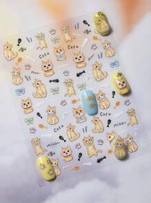 2 piezas de calcomanías lindas con diseños de gatito, pez y huella de pata, brillantes, inodoras, de plástico, para decoración de arte de uñas, manualidades de manicura, adecuadas para uso diario en uñas, fundas de teléfono, diarios, amadas por mujeres y niñas