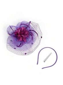 1 Stück vintage Braut Fascinateur Hut mit Schleier, elegant für Pferderennen, Karneval, Partys, natürliche Federn, ganzjährig