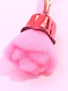 1 件玫瑰腮红刷、高品质蓬松面部粉刷、便携式荧光笔和定妆刷、美容化妆工具 - 彩色 - 查看 4