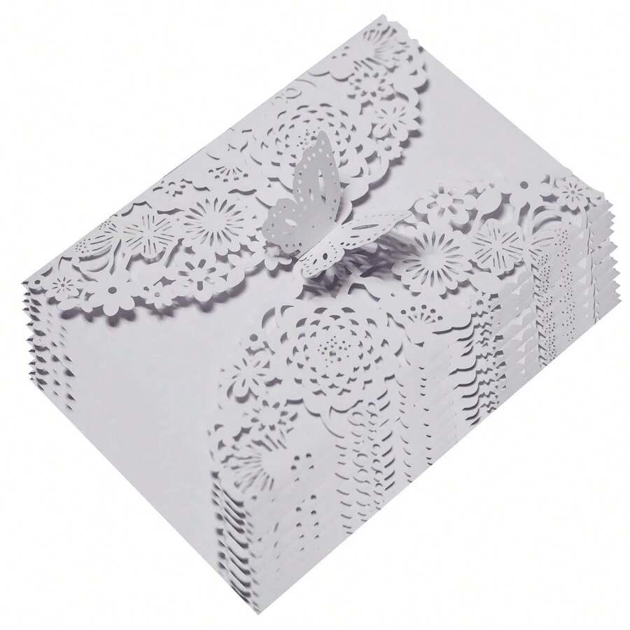 50 piezas Tarjetas de invitación con corte láser en forma de cruz hueca de rosa para bodas, fiestas, Día de San Valentín y tarjetas de felicitación de vacaciones