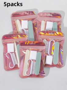 paquete de 10/8/5/3/1 set de manicura y pedicura, lima de uñas mini y set de palitos naranjas, lima de uñas de doble cara, empujador de cutículas de madera, herramientas de limpieza de uñas, palitos de uñas, pinceles para arte de uñas